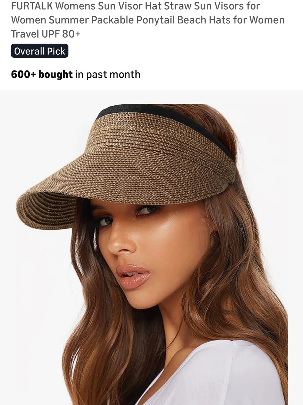 FURTALK Women’s Sun Visor Hat - Summer Packable Ponytail Beach Hat